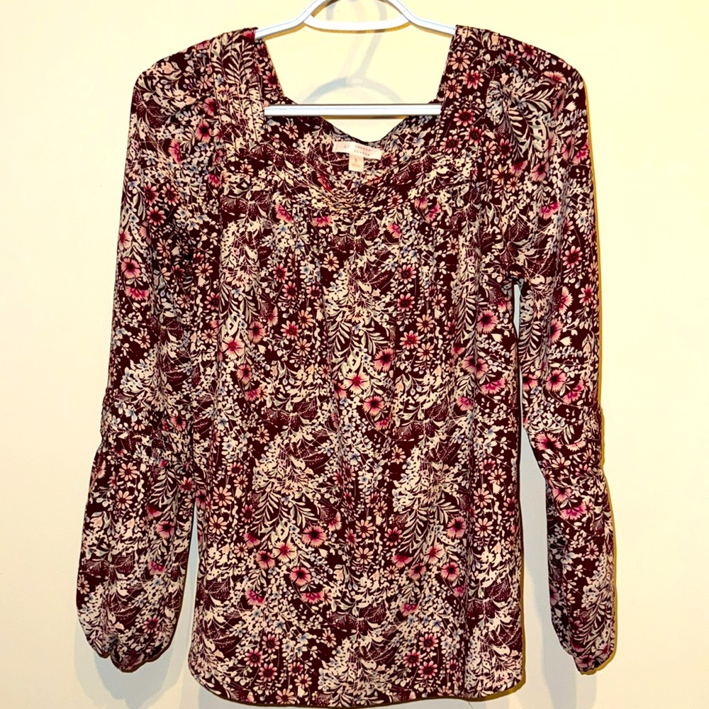 Lauren Conrad LC Floral blouse XS long sleeve